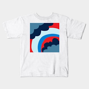 Pie in the sky - fire engine red, navy, denim blue Kids T-Shirt